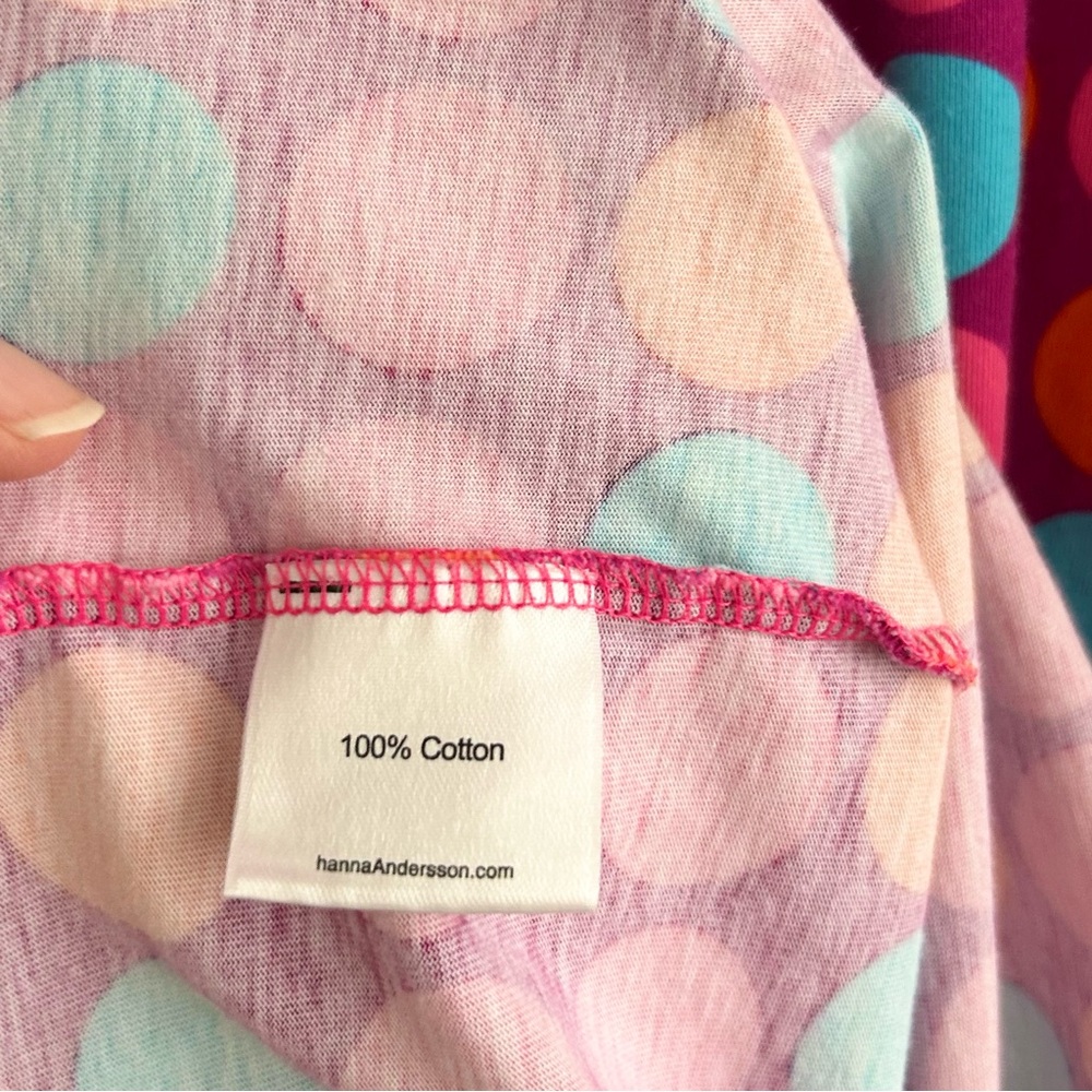 Hanna Anderrson Pink Multicolor Polka Dots Crew Neck LS Play Dress Size 130 / 8 - Picture 7 of 8